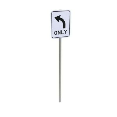 Left Turn Only Post Mounted Sign
