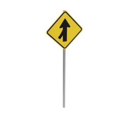 Left Lane Merge Post Mounted Sign