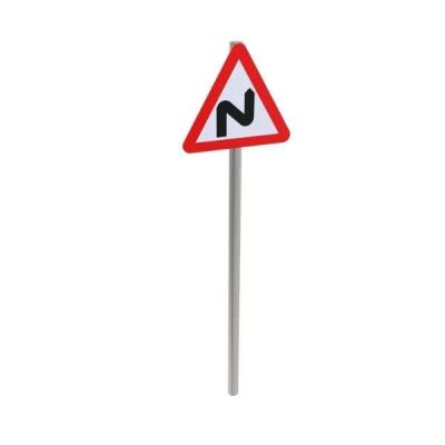 Right Sharp Bends Ahead Post Mounted Sign