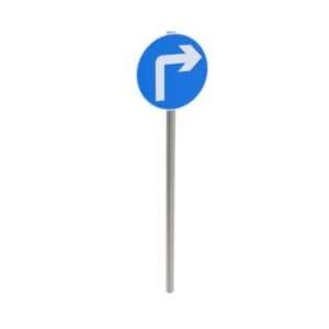 Right Ahead Only Sign Post Mounted