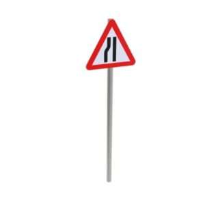 Road Narrows on Left Permanent Post Mounted Sign