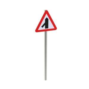 Traffic Joins From Left Post Mounted Sign