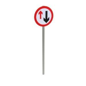 Give Way To Oncoming Vehicles Post Mounted Sign