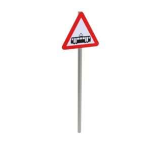 Tramcar Crossing Ahead Road Post Mounted Sign