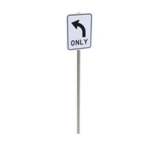 Left Turn Only Post Mounted Sign