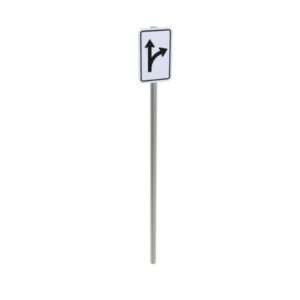 Right and Straight Thru Post Mounted Sign