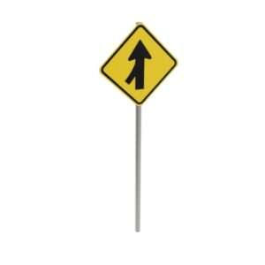 Left Lane Merge Post Mounted Sign